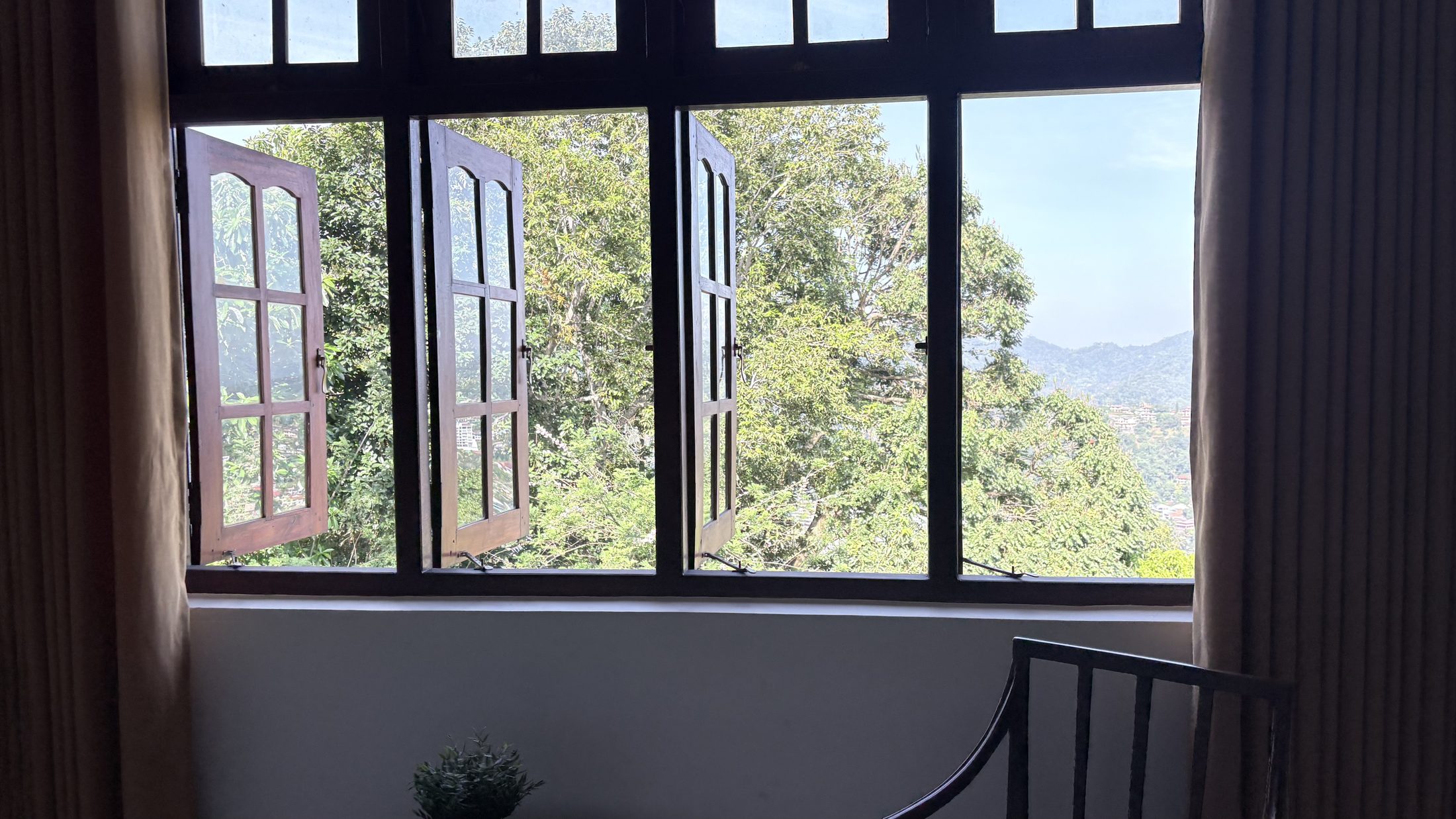 Large windows with scenic views